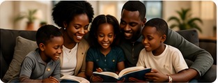 Family reading together
