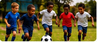 Children playing soccer