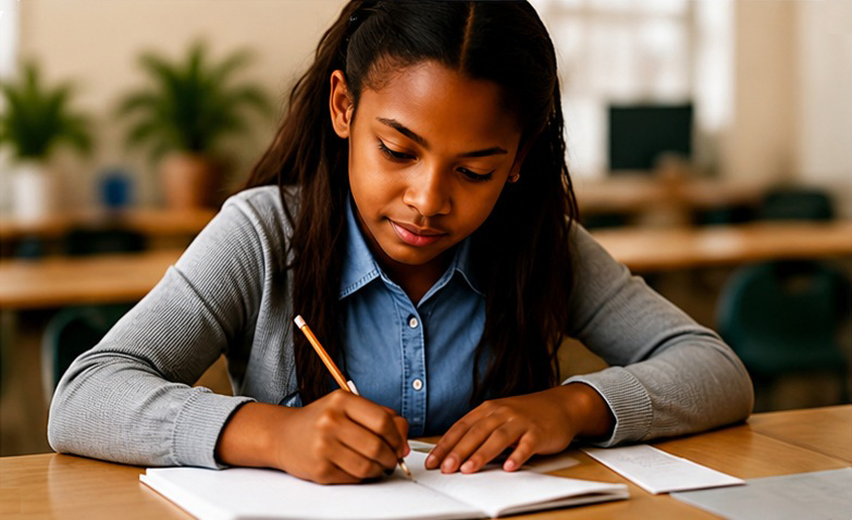 Student working on educational activities